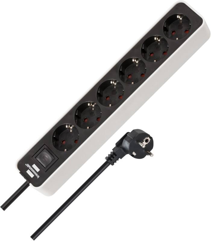 brennenstuhl Ecolor Rallonge 6-Voies 1,5 m Noir 1153260020