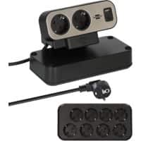 brennenstuhl Estilo Duplex Rallonge Bureau 10-Voies USB-C Power Delivery pour charge rapide, 1x USB-C 1x USB-A 2m Noir 1153580200