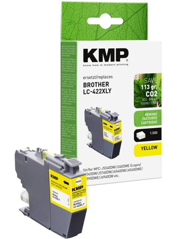 Cartouche jet d’encre KMP LC422XLY Compatible Brother Jaune