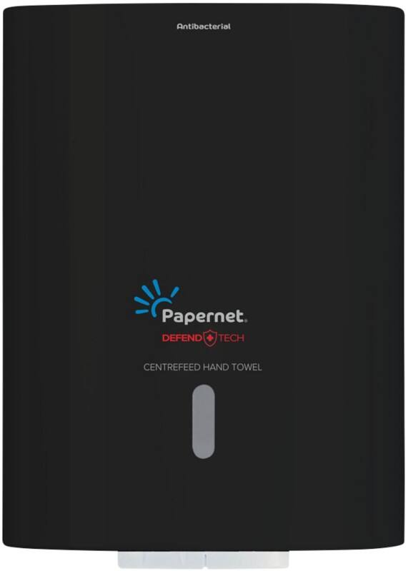 Distributeur d'essuie-mains en papier Papernet Defend Tech 417208 Plastique Verrouillable Manuel Noir