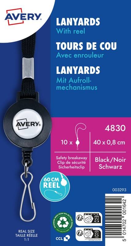 Cordon AVERY Zweckform Clip Noir 10 unités