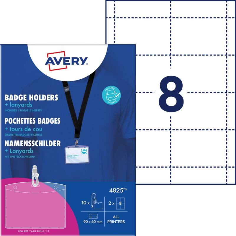Badge nominatif AVERY Zweckform 9 cm Transparent 10 unités