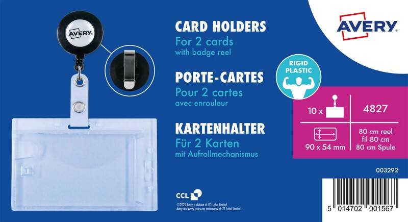 Badge de sécurité AVERY Zweckform Clip 9 x 5,4 cm Plastique 10 unités