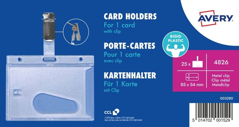 Badge de sécurité AVERY Zweckform Clip 8,5 x 5,4 cm Plastique 25 unités