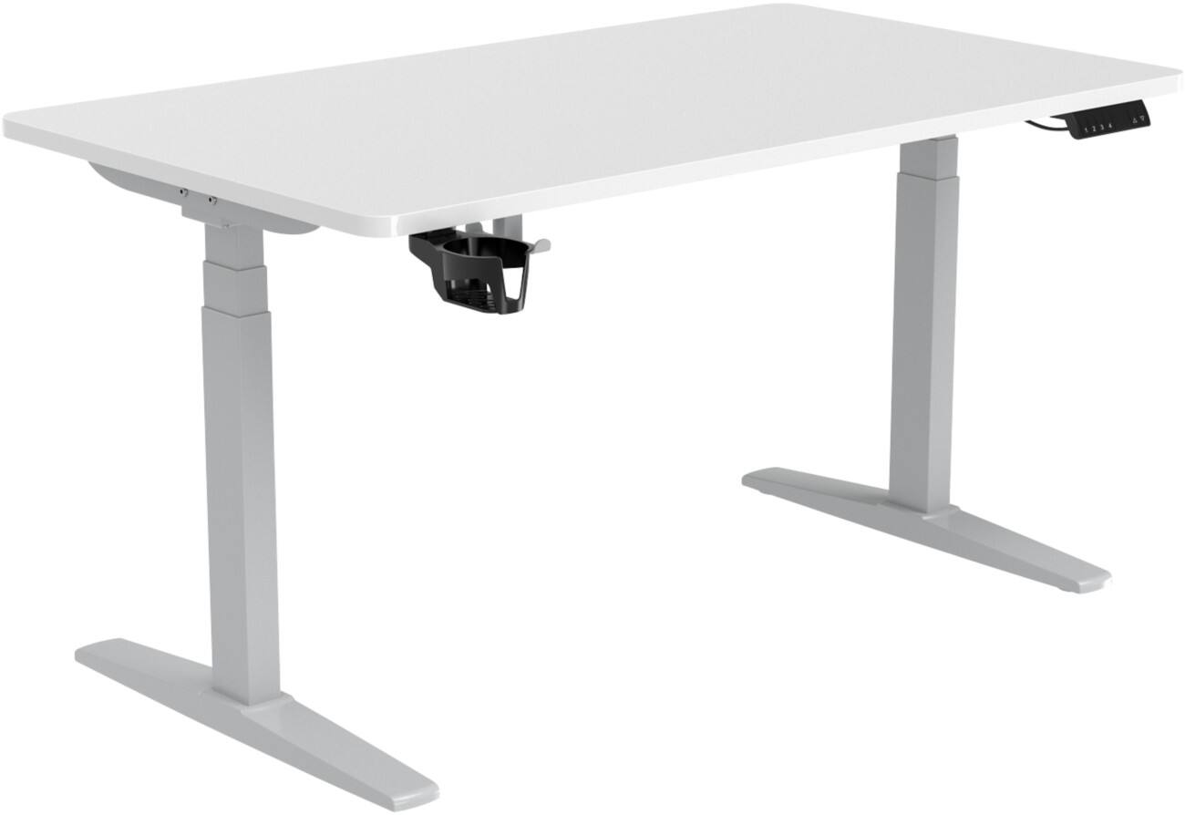 Bureau assis-debout Viking Realspace Blanc, gris 1600 (l) x 800 (p) x 650 - 1300 (h) mm Acier, Mélamine
