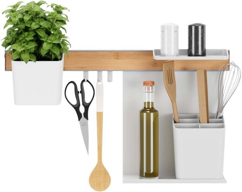 Organiseur pour cuisine tesa Bambou, Métal, Plastique Blanc 16,45 x 55,75 x 33,45 cm 9 unités