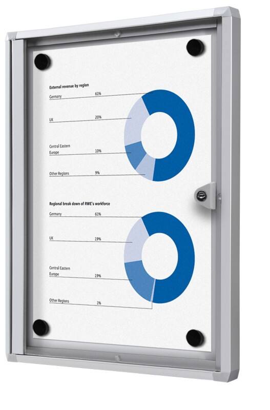 Vitrine d'affichage verrouillable Showdown Magnétique 27,1 x 35 cm (l x h) Argenté 1 x A4