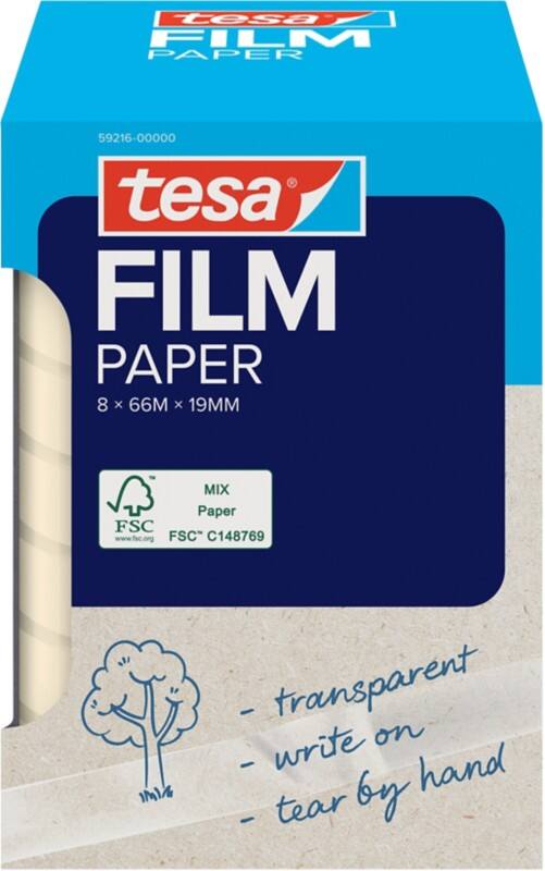 Ruban adhésif tesa tesafilm 59216-00000 Transparent 19 mm (l) x 66 m (L) Papier 66 m 8 unités