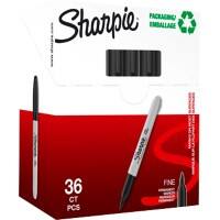 Marqueur permanent Sharpie Fin Ogive Noir Résistant à l'eau 36 unités