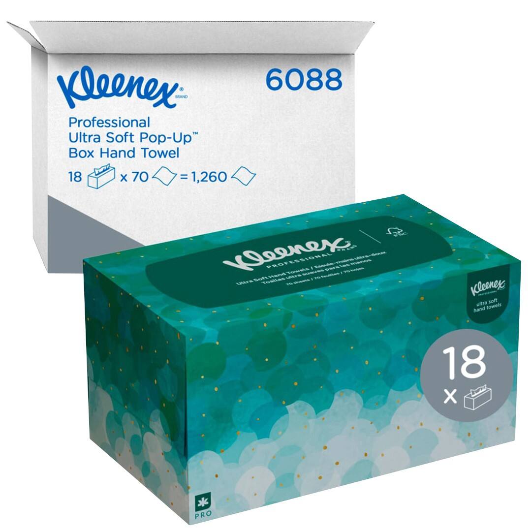 Serviette essuie-mains Kleenex Ultra doux 1 épaisseur 6088 Blanc Plié