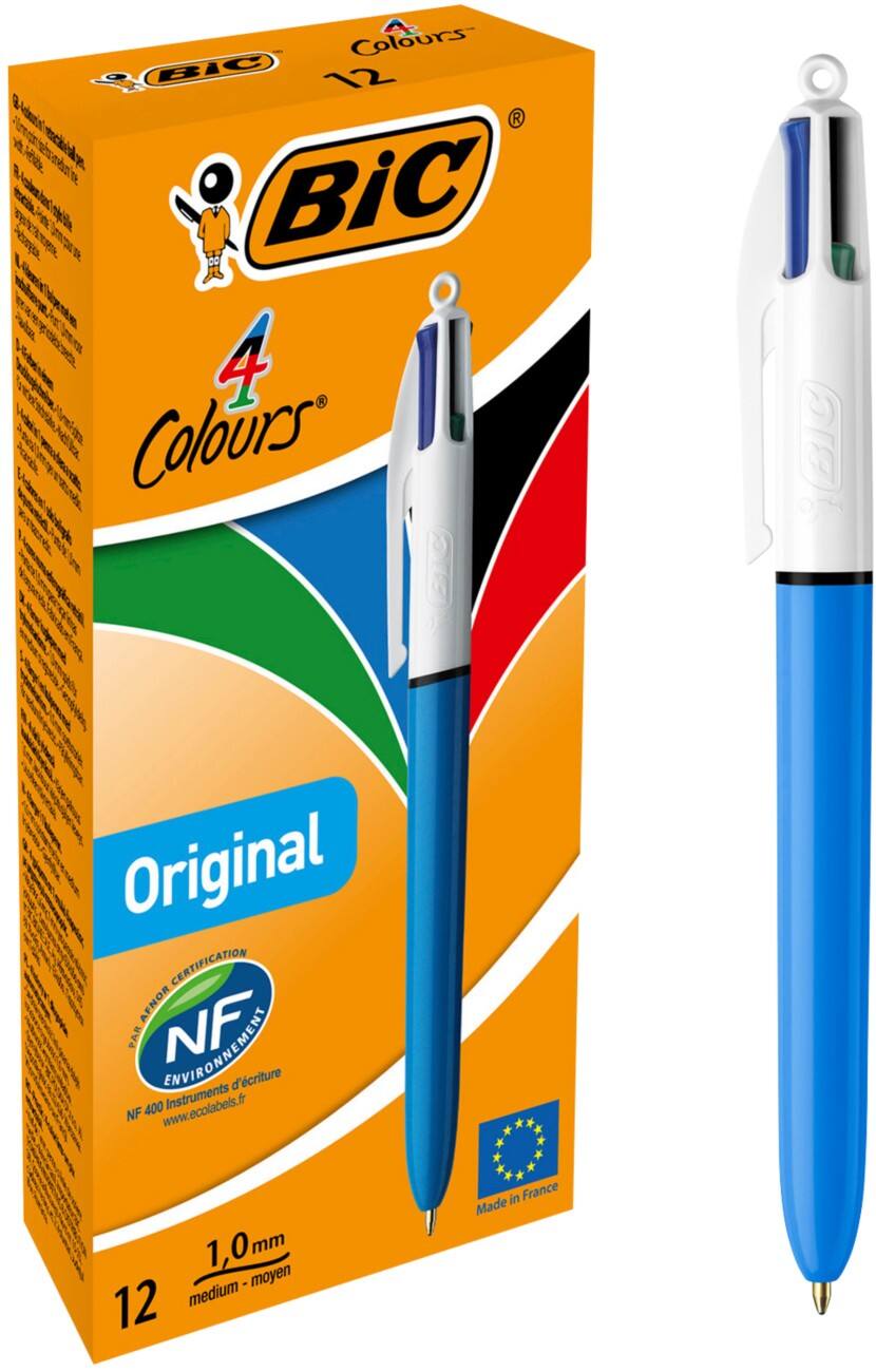 Stylo-bille BIC 4 couleurs Rétractable Multicolore 0,4 mm Moyen Bille Rechargeable 12 unités