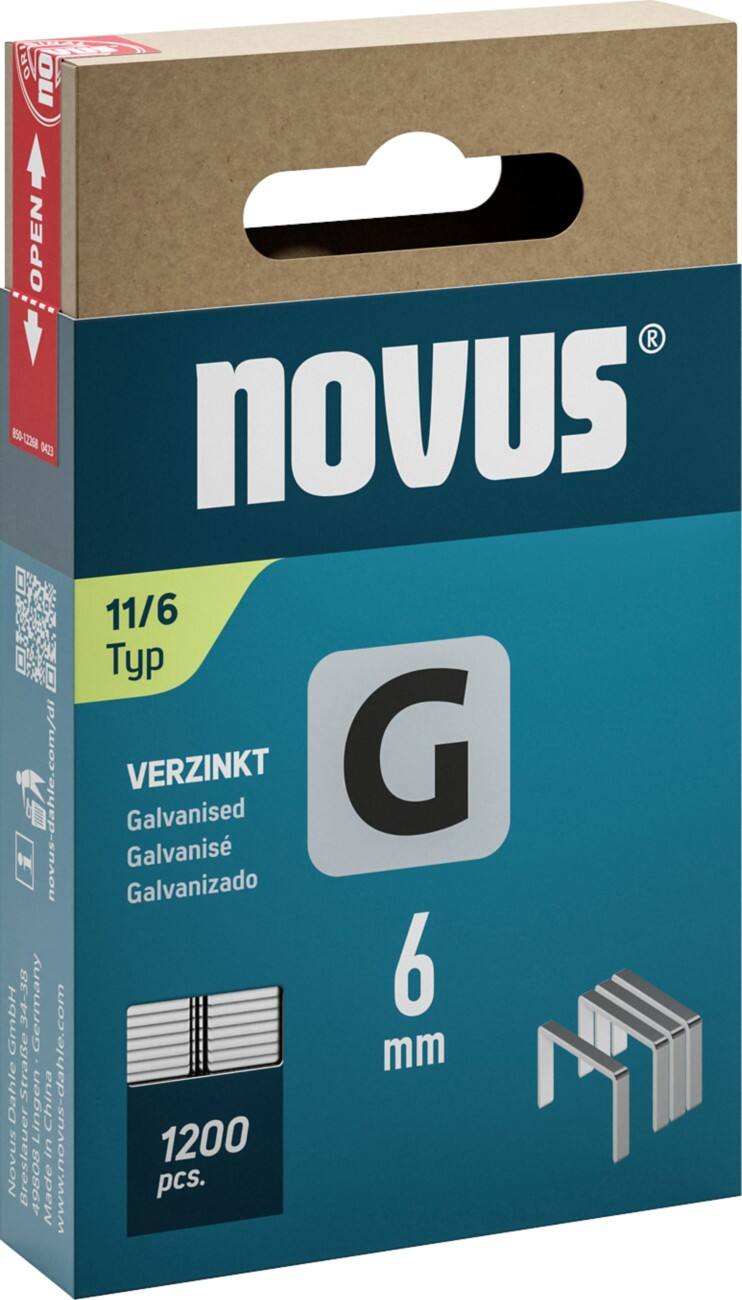 Agrafes Novus 042-0795 Fil galvanisé Argenté 1200 unités
