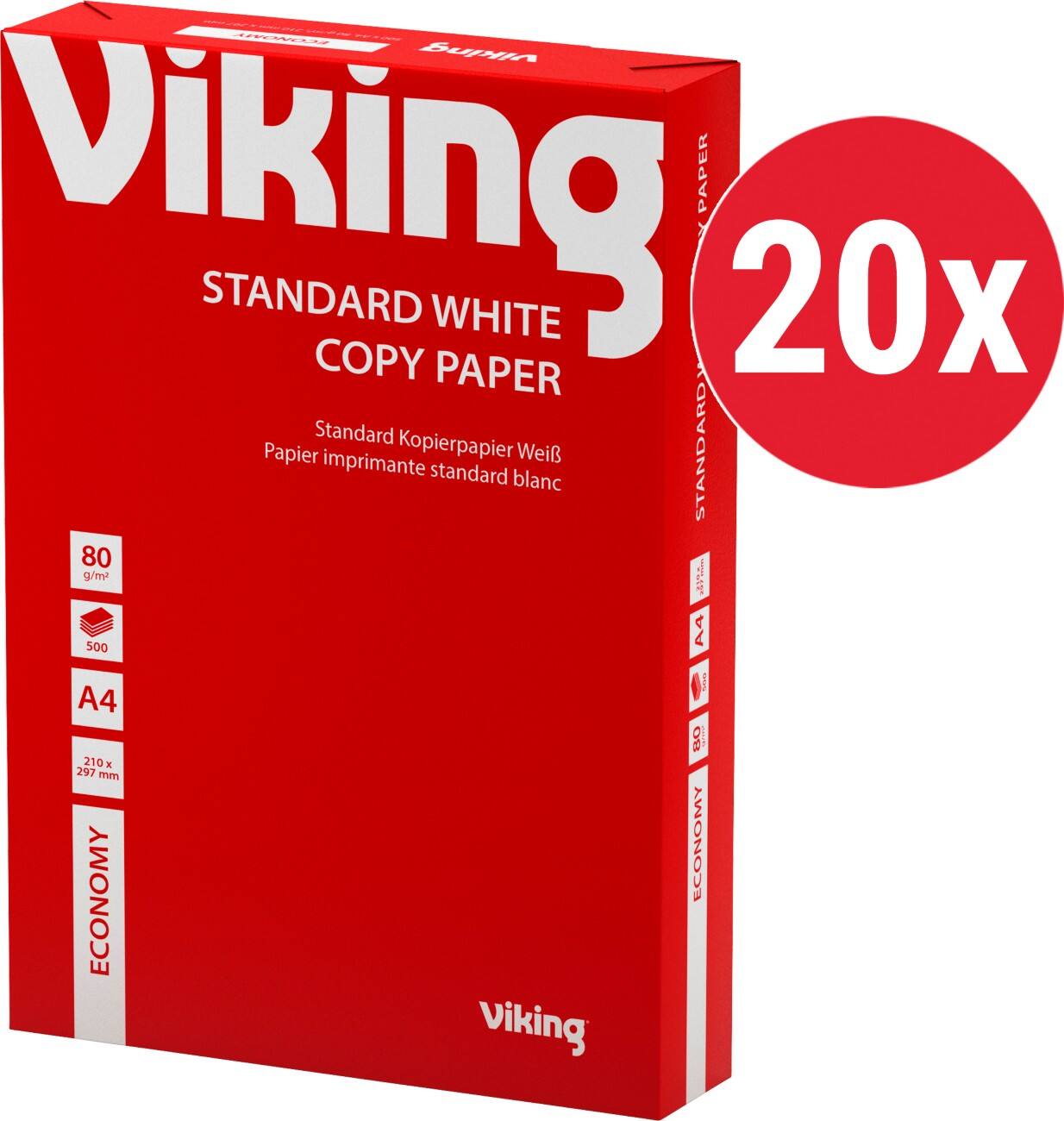 Papier imprimante Viking Economy A4 80 g/m² Blanc 146 CIE 20 paquets de 500 feuilles