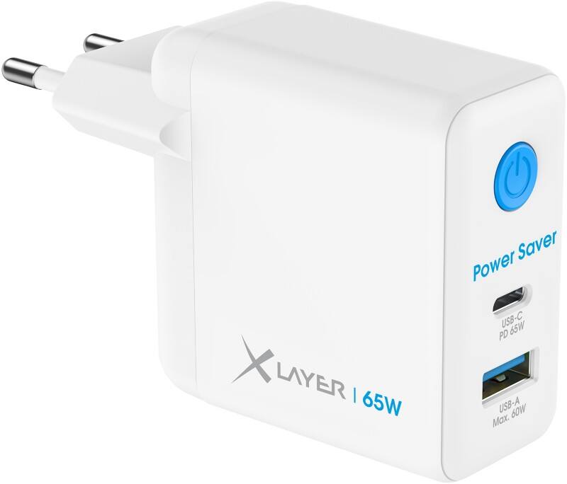 Chargeur XLayer 65 W 1 USB-C 65 W, 1 USB-A 60 W Blanc