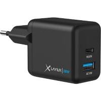 Chargeur XLayer 38 W 1 USB-C 30 W, 1 USB-A Quick Charge 18 W Noir