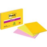 Notes Super Sticky Post-it 152 x 101 mm Assortiment 3 blocs de 45 feuilles