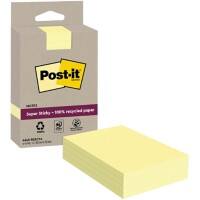 Notes Super Sticky Post-it Recyclé Jaune canari Ligné 102 x 152 mm 4 blocs de 45 feuilles
