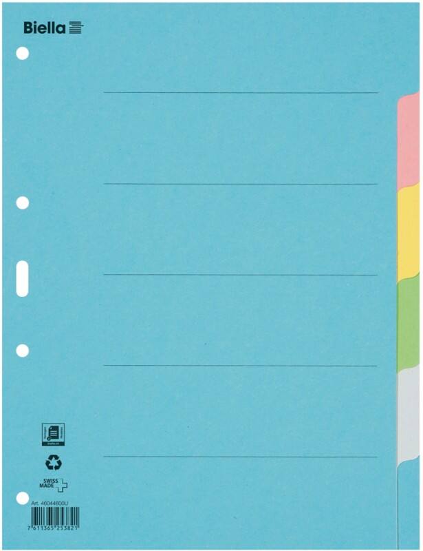 Intercalaires vierges Vierge Biella A4 Assortiment 6 intercalaires Carton