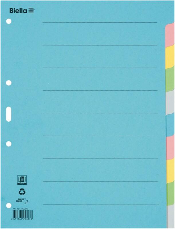 Intercalaires vierges Vierge Biella A4 Assortiment 10 intercalaires Carton