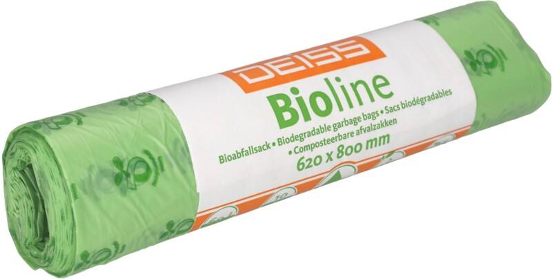 Sac-poubelle DEISS Bioline 60 L Vert 10 unités