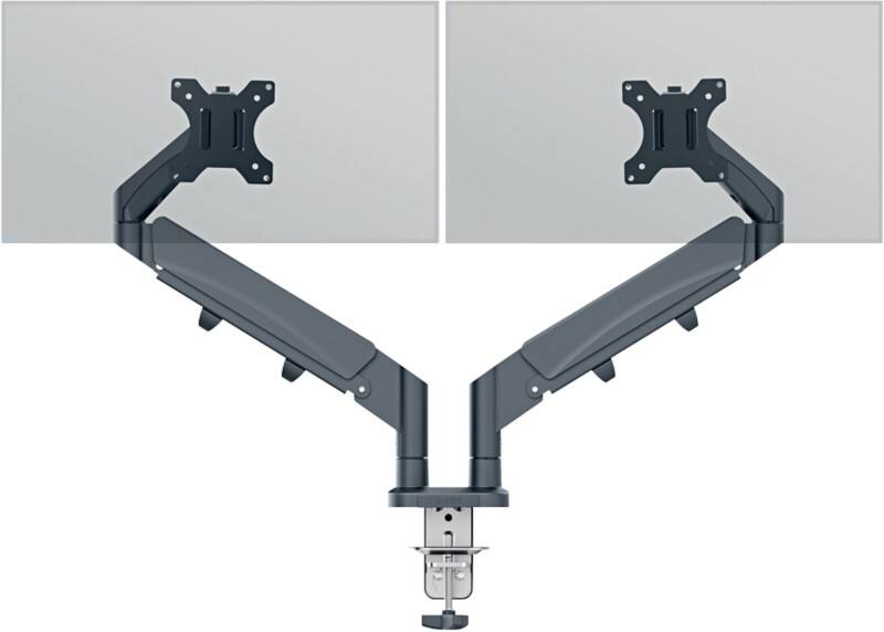 Bras double pour moniteur à faible encombrement Leitz Ergo 6537 ergonomique et taille réglable jusqu'à 32" 1005 x 114 x 594 mm gris