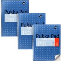 Cahier Pukka Metallic A4 Quadrillé Reliure à double fil latérale Carton Dos cartonné Bleu métallisé Perforé 150 pages 3 unités