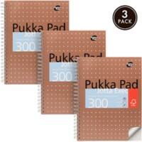 Cahier Pukka Metallic A4 Quadrillé Reliure à double fil Reliure latérale Carton Dos cartonné Bronze Perforé 300 Pages 3 Unités de 300 Feuilles