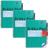 Cahier Pukka Metallic A4 Quadrillé Reliure à double fil latérale PP (Polypropylène) Dos cartonné Vert Non perforé 200 pages 3 unités