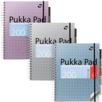 Cahier Pukka Metallic A4 Quadrillé Reliure à double fil latérale Dos cartonné Assortiment Perforé 200 pages 3 unités