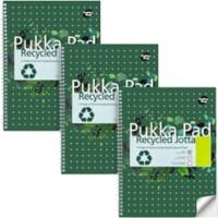 Cahier Pukka Recycled A4 Quadrillé Reliure à double fil latérale Carton Dos cartonné Vert Perforé 110 pages 3 unités