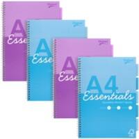 Cahier Pukka Essentials A4 Quadrillé Reliure à double fil latérale Carton Dos cartonné Assortiment Non perforé 200 pages 4 unités