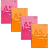 Cahier Pukka Essentials A5 Quadrillé Reliure à double fil latérale Carton Dos cartonné Assortiment Perforé 160 pages 4 unités