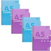 Cahier Pukka Essentials A5 Quadrillé Reliure à double fil latérale Carton Dos cartonné Assortiment Non perforé 200 pages 4 unités