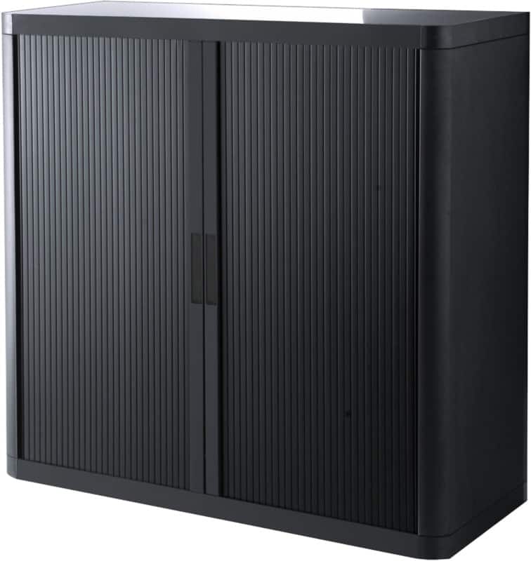 Armoire à portes rideaux Paperflow Easy Office Acier, PS (Polystyrène) 2 Étagères Verrouillable 1100 x 415 x 1040 mm Noir