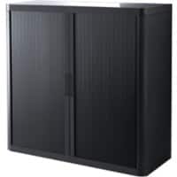 Armoire à portes rideaux Paperflow Easy Office Acier, PS (Polystyrène) 2 Étagères Verrouillable 1100 x 415 x 1040 mm Noir