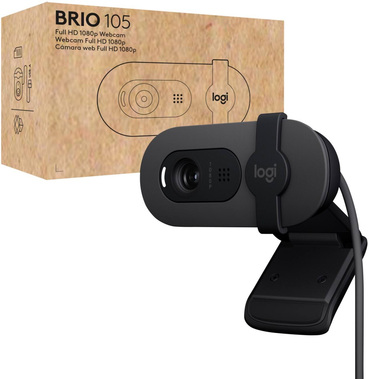 Webcam Logitech 1920 x 1080 pixels Full HD Avec microphone Noir