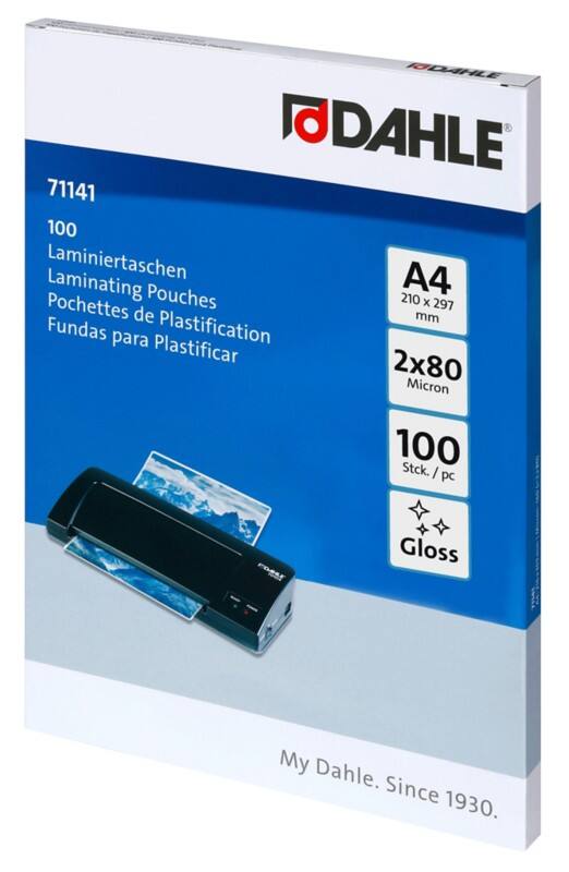 Pochettes de plastification Dahle A4 Brillant 80 (2 x 80 microns) Transparent 100 Unités