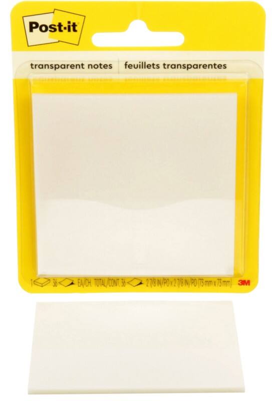 Notes adhésives Post-it 73 x 73 mm Page blanche Transparent 36 unités