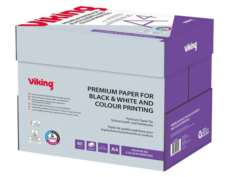 Papier imprimante Viking Advanced Colour Printing A4 80 g/m² Lisse Blanc 169 CIE 5 paquets de 500 feuilles