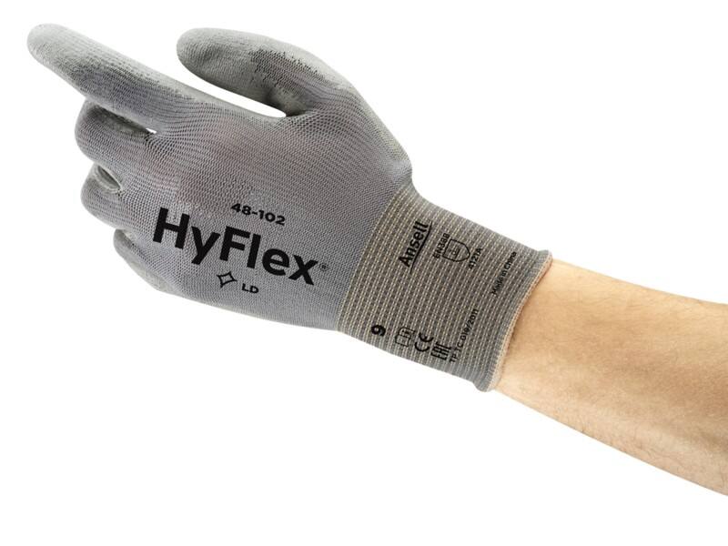 Gants de manutention Ansell HyFlex Mechanical Protection Non jetables Nylon, PU (Polyuréthane) Taille 10 Gris 12 paires de 2 Gants