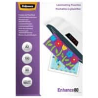 Pochettes de plastification Fellowes Enhance A3 Non adhésif Mat 80 microns (2 x 80) Transparent 100 unités