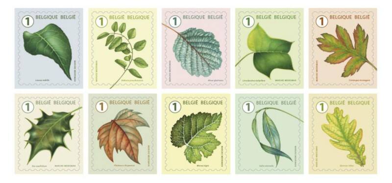 Timbres-poste bpost Motif feuilles d'arbres 1 Non Prior Autocollant 50 unités