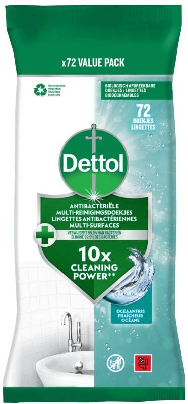 Lingettes désinfectantes Dettol Ocean Breeze 72 feuilles