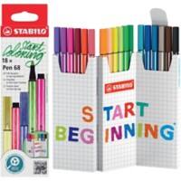 Stylo-feutre STABILO Pen 68 Moyenne Assortiment 6818/8 18 Unités