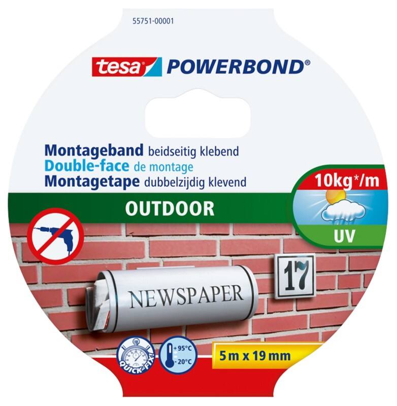 Ruban adhésif de montage tesa tesa Powerbond Vert 19 mm (L) x 5 m (L) Petit centre Mousse acrylique