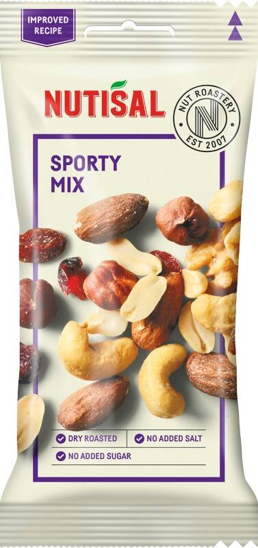 Mélange de noix NUTISAL SPORTY MIX Myrtilles, raisins secs, canneberges, noix 14 Unités de 60 g