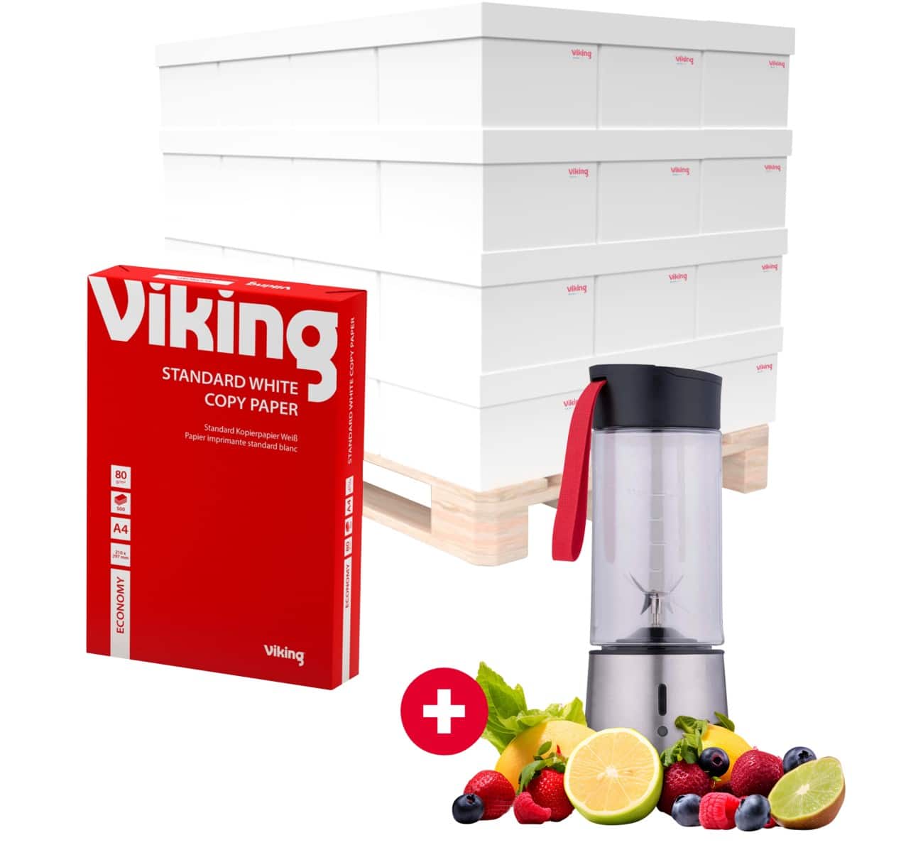 Papier imprimante Viking Economy A4 Lisse Blanc 146 CIE 240 Paquets de 500 Feuilles + Machine à smoothie ALPINA Noir, Argenté