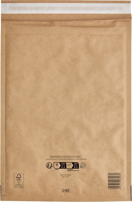 Enveloppes matelassées Mail Lite G/4 Doré Sans fenêtre Bande adhésive 100 unités