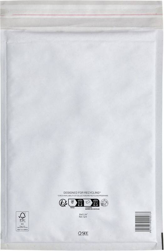 Enveloppes matelassées Mail Lite G/4 Blanc Sans fenêtre Bande adhésive 100 unités