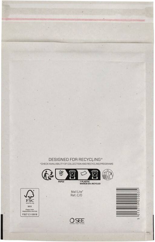 Enveloppes matelassées Mail Lite C/0 Blanc Sans fenêtre Bande adhésive 200 unités